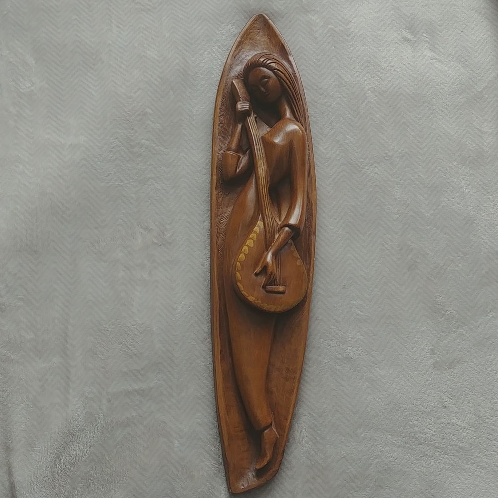 Vintage MCM chalkware Music Muse wall hanging
